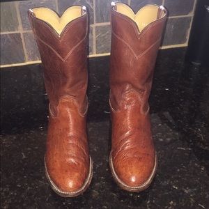Smooth ostrich skin boots